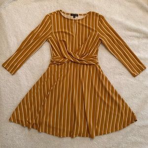AS U WISH, mustard yellow and white striped dress, size XS